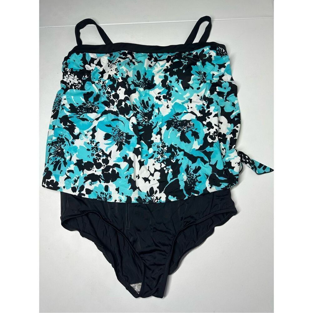 Maxine of Hollywood One Piece Swimsuit Sz XL Tank Tropical Print *See Notes
